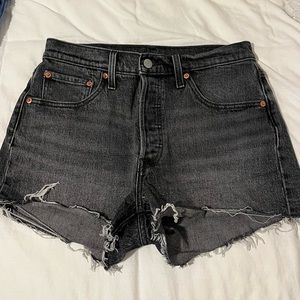 Levi’s 501 Premium Black Distressed Denim Shorts